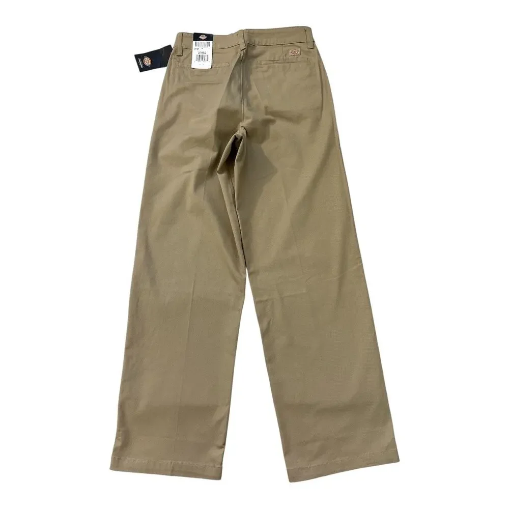 Dickies Women's Wide Leg Twill Pants Khaki Size 27 Regular Workwear High Rise